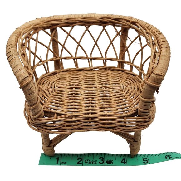 1976 Nasta Toys Real Rattan Settee Armchair Table Lot Scaled For 12" Doll/Barbie - Picture 2 of 5